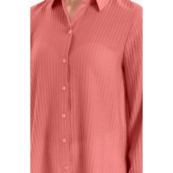 MAX STUDIO LONDON NWT L/S TEXTURED STRIPE MARSALA RAYON BLEND SHIRT. SIZE S - Picture 4 of 12